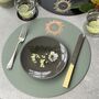 Two Personalised Leather Placemat With Antique Flower Fern Wreath Motif Option To Add More, thumbnail 3 of 3