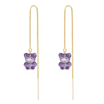 Crystal Bear Threader Earrings, 5 of 10