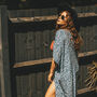 Sky Blue Leopard Print Viscose Kimono, thumbnail 3 of 4