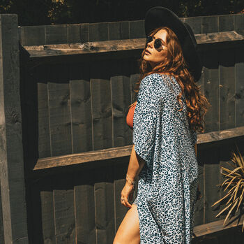 Sky Blue Leopard Print Viscose Kimono, 3 of 4