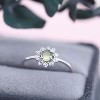 Genuine Peridot Halo Ring In Sterling Silver, 7 of 11