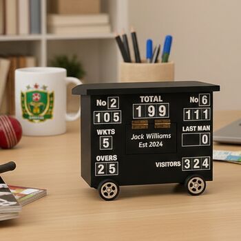 Personalised Cricket Scoreboard Desk Tidy, 8 of 12