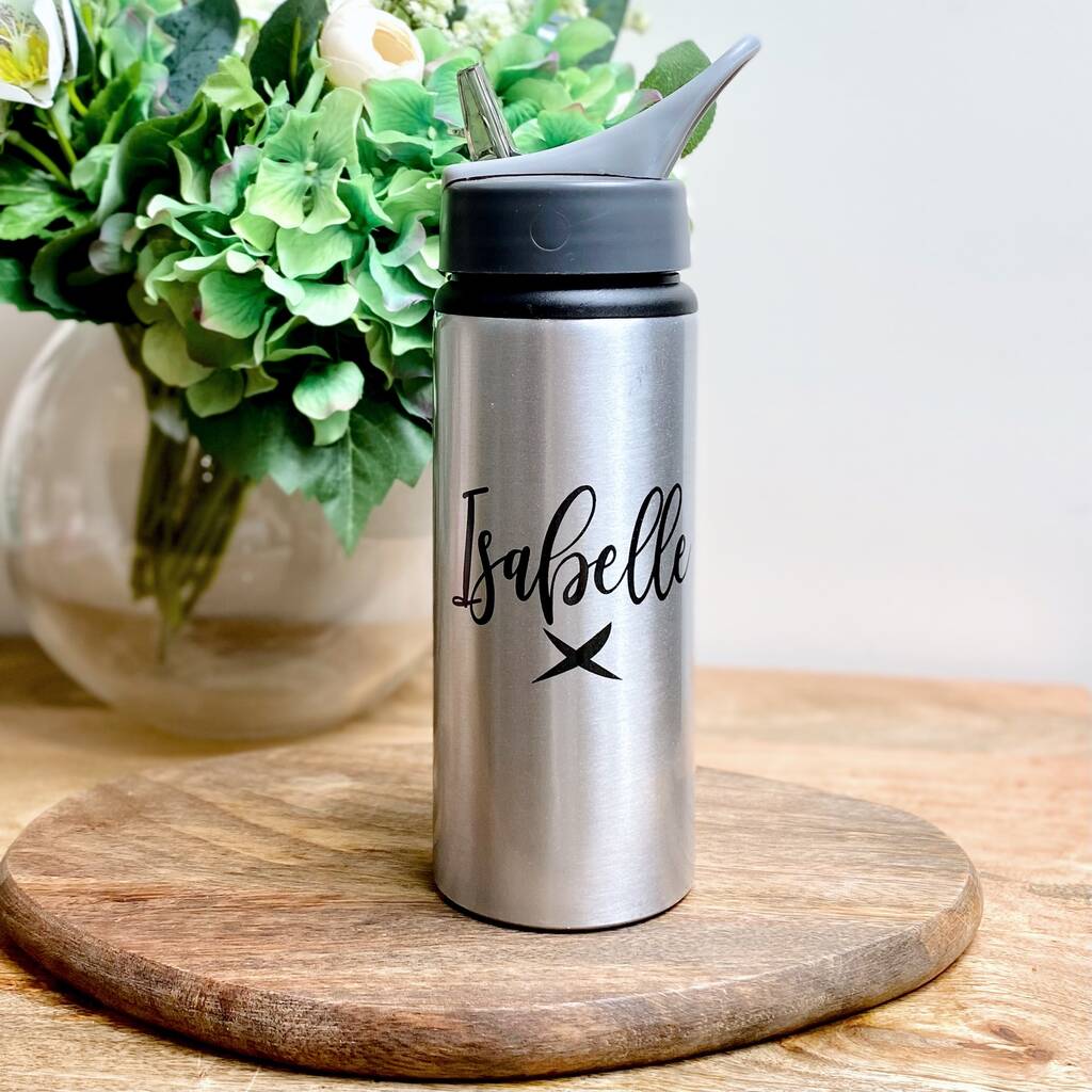 Personalised Water Bottle With Straw