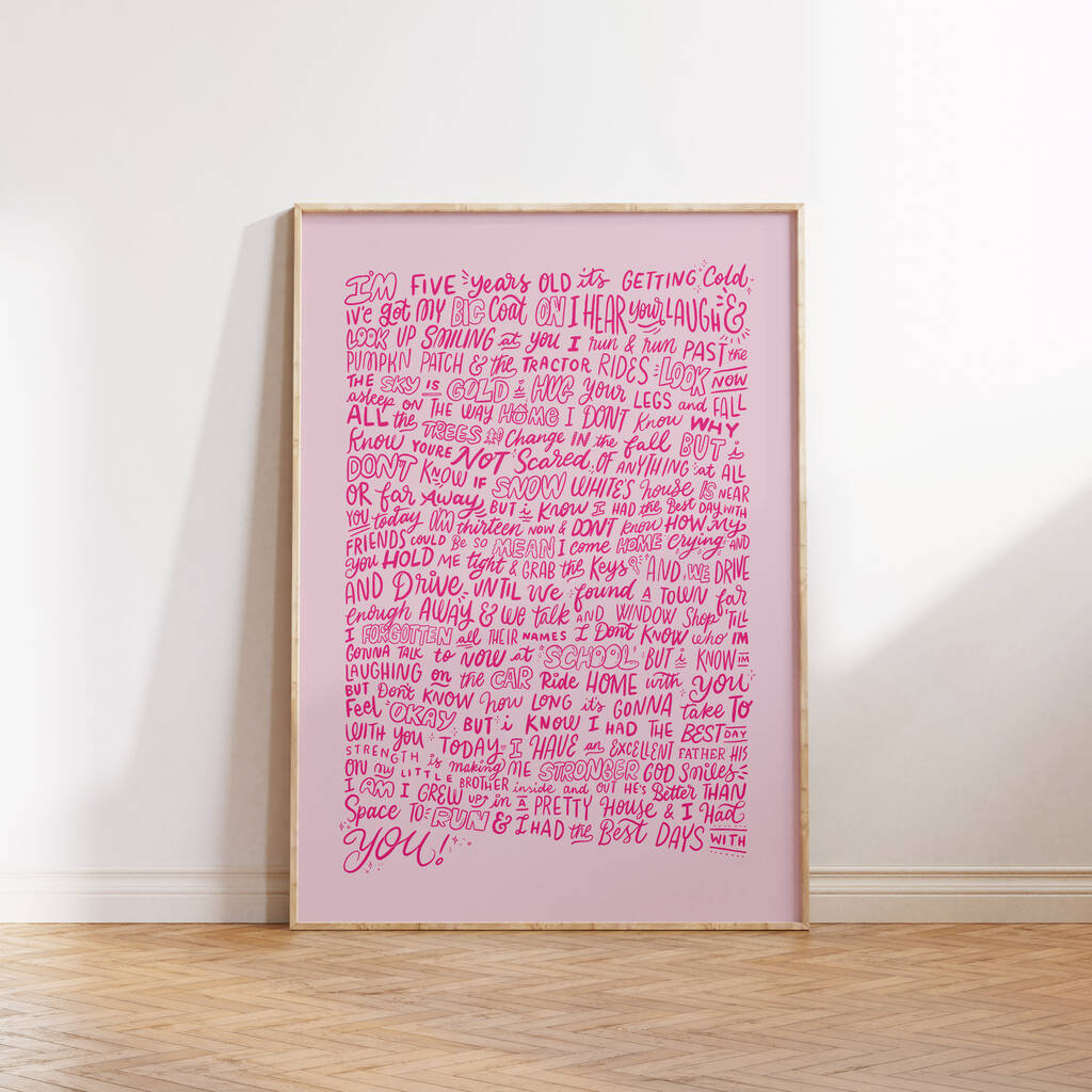 Taylor Swift Poster, The Best Day Song Lyrics Print By Lyrical