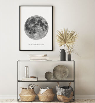 Personalised Black And White Moon Art Print, 6 of 8