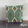 Handwoven 100% Cotton Green Ikat Cushion Cover, thumbnail 1 of 11