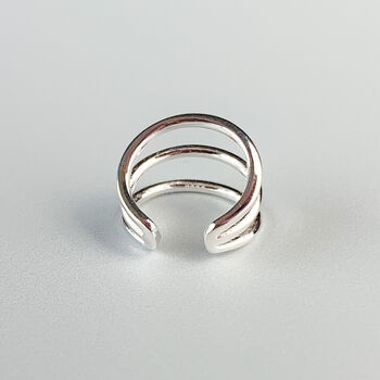 Sterling Silver Triple Hoop Ear Cuff, 4 of 6