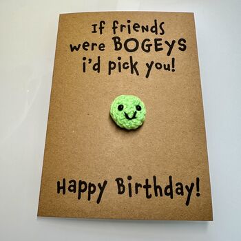 Personalised Funny Bogey Crochet Birthday Card Handmade, 9 of 12
