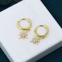 Sterling Silver Starburst Huggie Hoop Earrings, thumbnail 6 of 12
