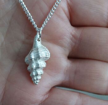 Large Silver Conch Shell Necklace, 2 of 3