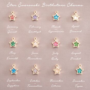Sterling Silver Letter And Star Birthstone Necklace, 4 of 12