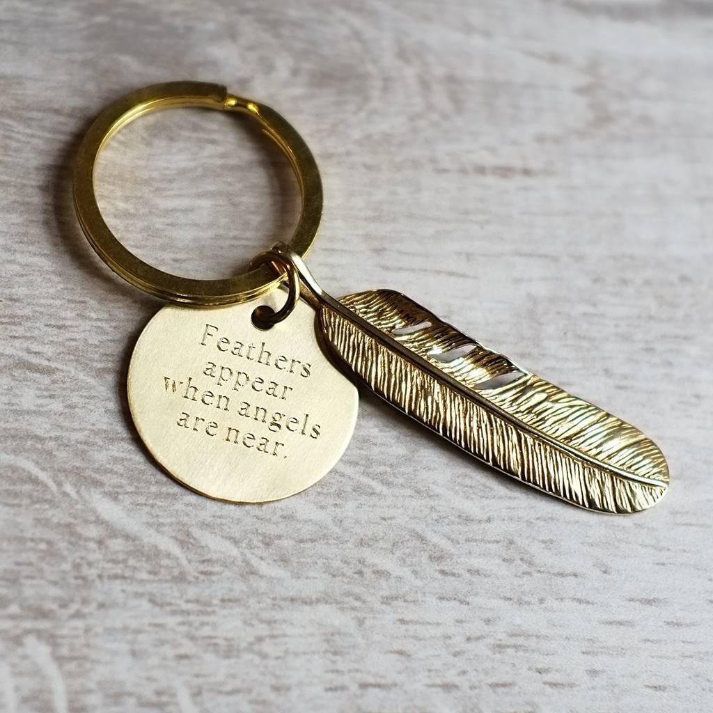 solid brass feather keyring by gracie collins
