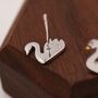 Cute Swan Stud Earrings In Sterling Silver, thumbnail 7 of 10