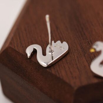 Cute Swan Stud Earrings In Sterling Silver, 7 of 10