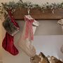 Personalised Beige Gingham Stocking Velvet Bow, thumbnail 2 of 10