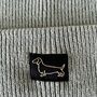 Deep Cuff Teal Beanie With Embroidered Dachshund, thumbnail 3 of 5