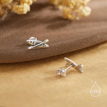 Sterling Silver Kayak Boat Stud Earrings, 4 of 11