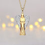 9ct Gold Guardian Angel With Cz Wings Necklace, thumbnail 1 of 9