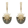 Sunburst Grey Mop Earring Gold Plated Silver, thumbnail 3 of 5