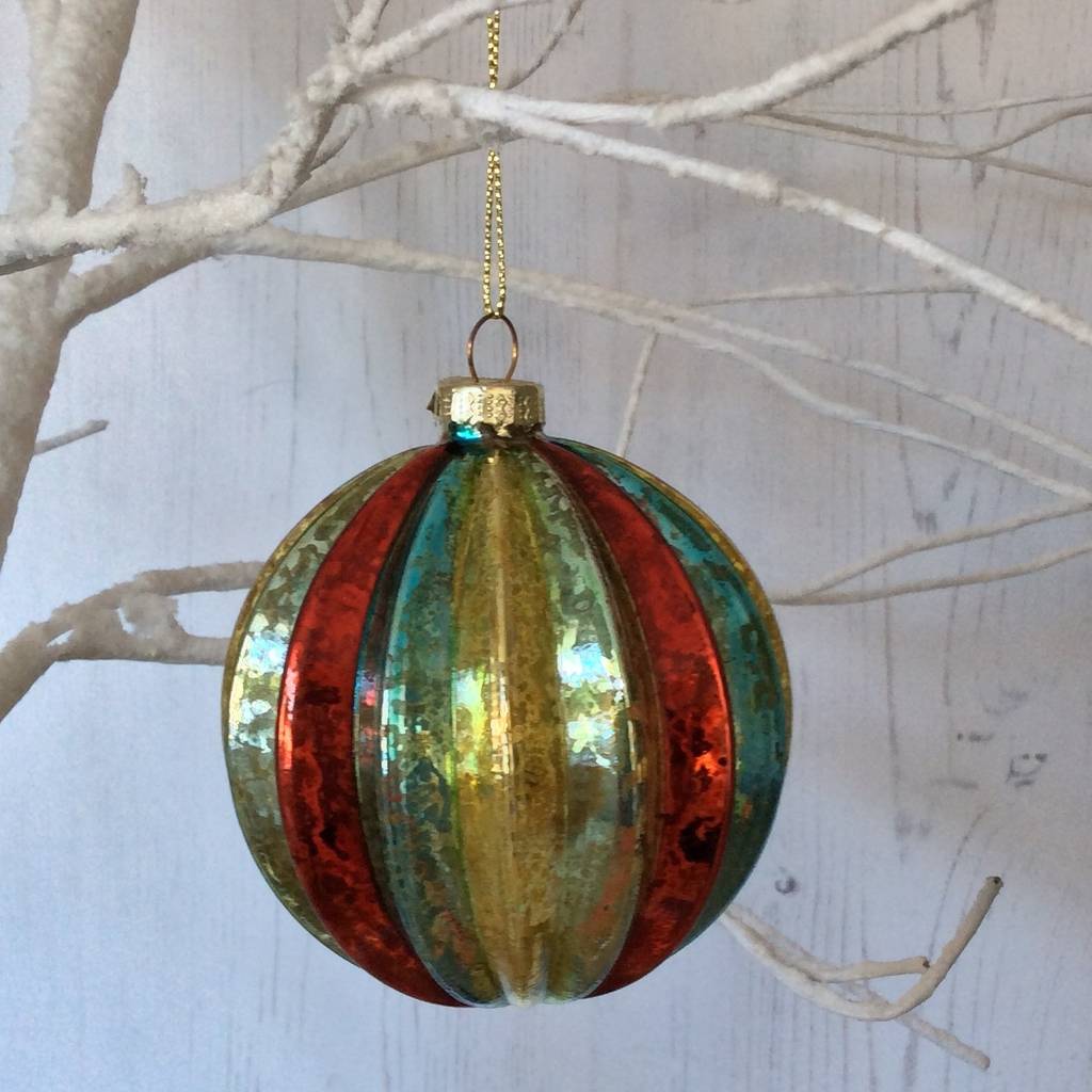 vintage style striped bauble by the christmas home | notonthehighstreet.com