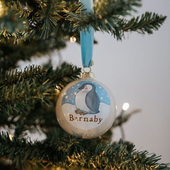 Baby's First Christmas Bauble. Hand Painted Penguin, 4 of 6