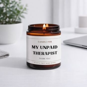 Birthday Gift For Friend Funny Scented Candle Thank You Unpaid Therapist, 7 of 11