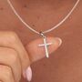 Sterling Silver Crystal Cross Charm Necklace, thumbnail 1 of 8