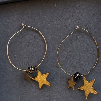 Large Gold Star Charm Hoop Earrings, 5 of 7