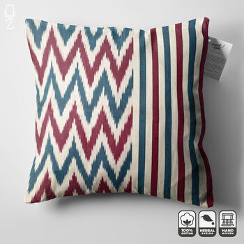 Zig Zag And Striped Cotton Ikat Cushion Cover, 6 of 7