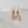 Gold Plated Apatite And Rose Quartz Drop Earrings, thumbnail 3 of 7