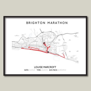 Custom Marathon, Strava Route Or Park Run Map Print, 4 of 8