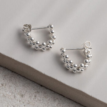 Sterling Silver Triple Swinging Bead Studs, 6 of 6
