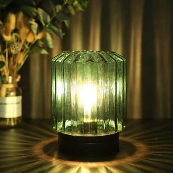 Jade Green Table Lamp LED Battery Powered And Usb Cable, 3 of 5