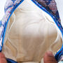 Handmade Toiletry Bag, Navy Kantha Stitch Sari Fabric, thumbnail 4 of 9