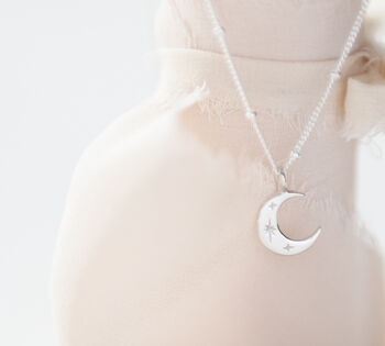 Sterling Silver Crescent Moon Necklace, 5 of 9