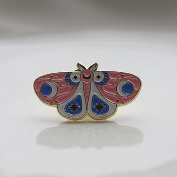 Pink And Purple Butterfly Enamel Pin With Gold Detail, 7 of 7