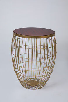 Vintage Basket Wire Table With Golden Finish 'Diya', 2 of 3
