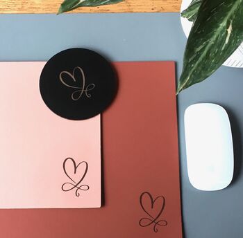 Heart Engraved Leather Desk Mat, 6 of 6
