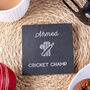 Personalised Cricket Champ Slate Coaster, thumbnail 2 of 4
