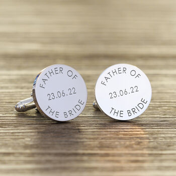 'Father Of The Bride Or Groom' Wedding Date Cufflinks, 5 of 8
