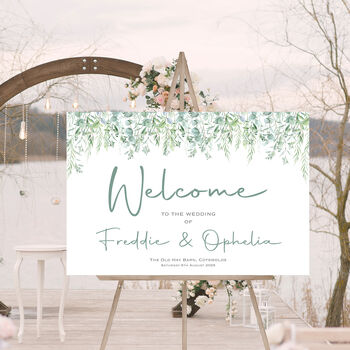 Wedding Welcome Sign Green Leaf, 2 of 6