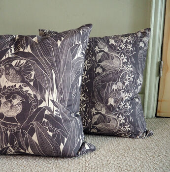 Flowering Maple Block Printed Large Cushion, 4 of 6