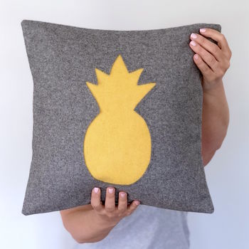 Vibrant Handmade Wool Cushion With Pineapple, 4 of 9