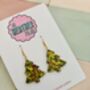 Green And Red Christmas Tree Glitter Resin Earrings / Traditional Holiday Jewellery / Christmas Gift / Secret Santa Gift, thumbnail 3 of 10