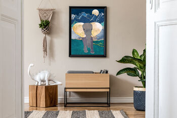 Gold Elephant Original Artwork Mountains And Moon Print, 3 of 5