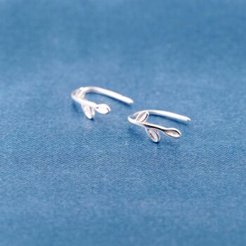 Branch Leaf Hook Earrings, Leaf Hoops, 5 of 7
