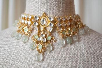 Maaliha Mint Kundan, Gold Plated Jewellery Set, 3 of 6