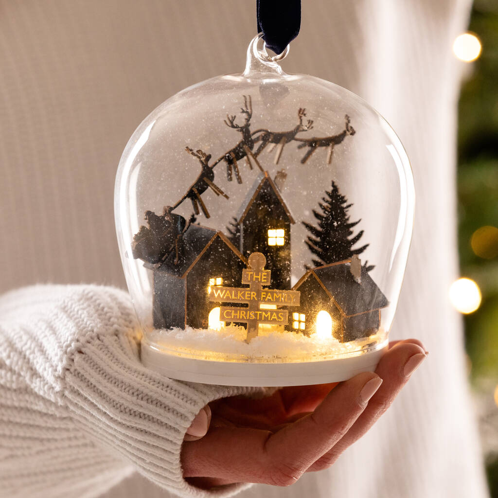 Personalised Family Christmas Lights Globe Dome By TwentySeven