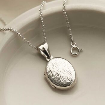 Sterling Silver Decorative Oval Locket, 3 of 7