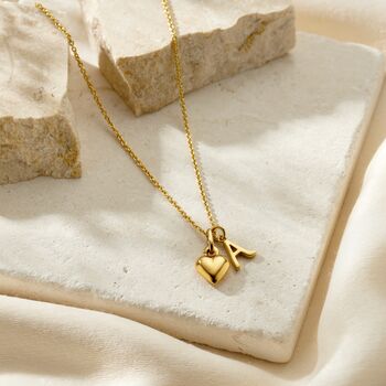 Italic Initial And Heart Charm Necklace, 2 of 7